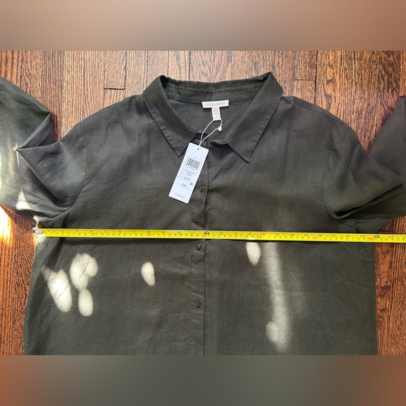 Eileen Fisher Handkerchief Linen Classic Collared Shirt - Picture 8 of 16